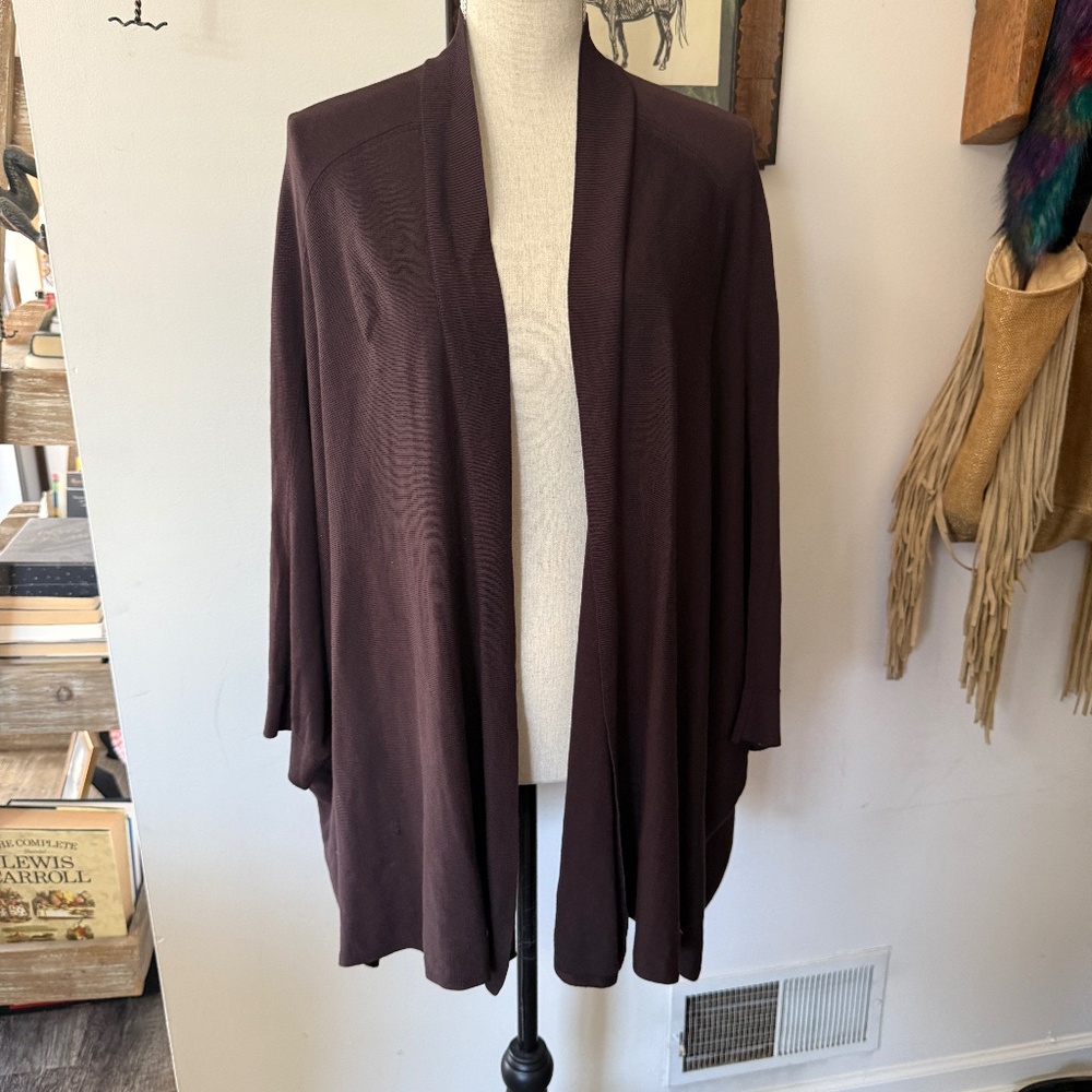 Eileen Fisher Open Drape Dolman Short Sleeve Cardigan Brown Women 3X
